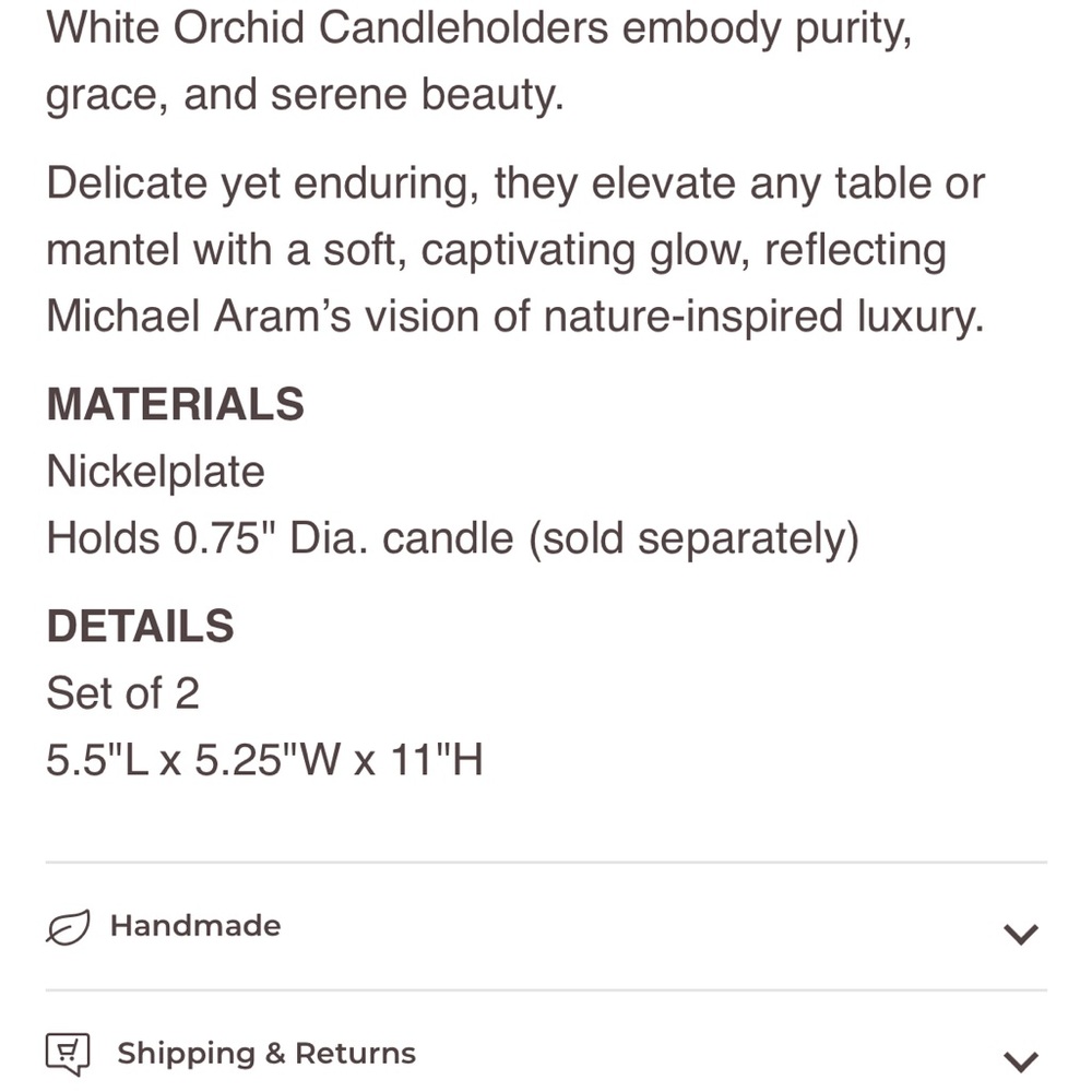 Michael Aram white orchid Silver Candle Holders - Picture 5 of 8